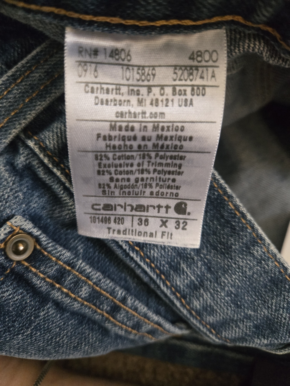 Carhartt Men's Denim Straight Leg Jeans in Blue - Picture 5 of 10